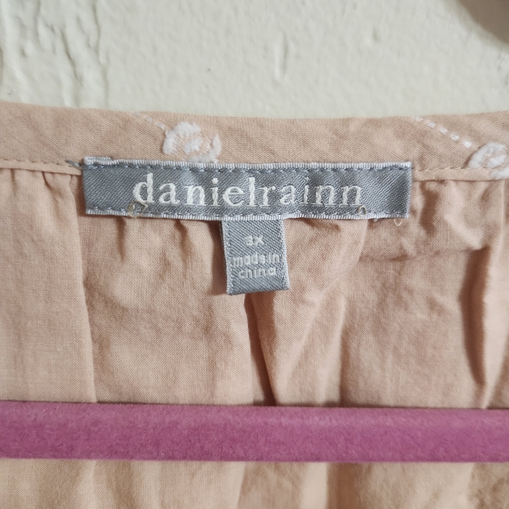 Danielrainn Pullover Smock Peach Floral Shirt Sleeve Blouse Size 3x P2p 26 - Picture 4 of 10